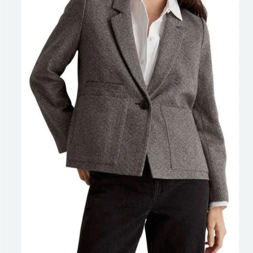 Madewell Gray Textured Single-Button Blazer